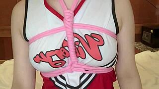 I tied up a cheerleader without underwear for diaper cosplay fun.