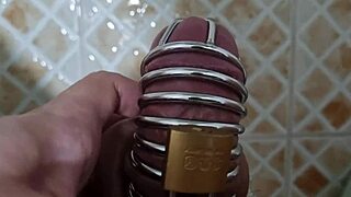 Korslaveman - Peeing While Locked in Chastity Belt on Cock