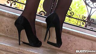 Busty Blonde Carol Seductively Fills Tight Asshole With Vibrating Sex Toy To Orgasm