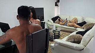 horny mature craves cock, masturbates while her stepkids watch nearby.