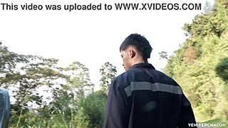 mechanic and boyfriend tag team latina babe with ass licking and deepthroat