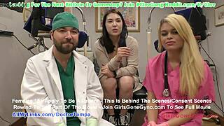 busty asian mina moon in humiliating gyno exam, can she handle the speculum?