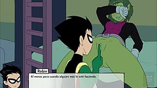 I’m breaking starfire’s tight ass with beast girl while raven waits for her turn in 18titans chapter 3 spanish
