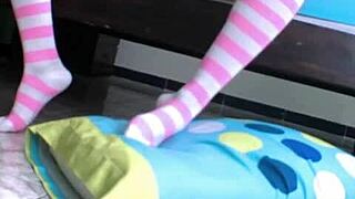 Busty petite teen fingered to orgasm. Her cute tight body gets so wet!