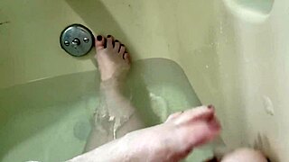 I wash my pretty feet gently.