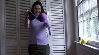 She’s turning him into a sissy girl with femdom panties play