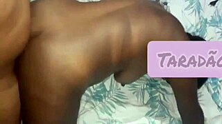 Gozando no rabo da preta with hairy pussy and big natural tits