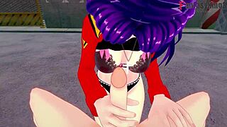I enjoy Misato Katsuragi's blowjob and boobs in Evangelion