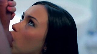 Hot Brunette Lady Works Hard for That Messy Facial Cumshot!