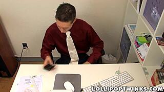 two naughty twinks getting wild in the office with hot butt action 😏