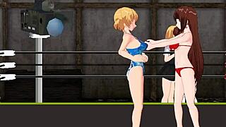 Princess of the ring nina vs karin catfight anime lesbian hentai lezdom?