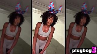 Petite black milf misty stone strips and plays with wet pussy