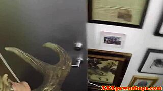 Pawnshop Amateurs Tease With Trio Suck For Cash