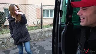 Tattooed Girl Spreads Legs Wide in Public Backseat for Intense Licking and Cunilingus Action