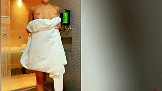 brazilian girl bathes in hotel room