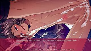 In Trap Genesis, the shemale Hinowa engages in anal sex and assfucking, leading to a creampie scene.