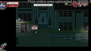 Nerdy girl gives public handjob in library during spooky milk life taboo hentai game