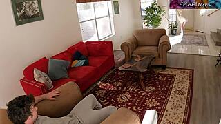 Helping stepmom after her workout with big cock and moaning