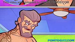 Hey, watch this young guy take two rods in wild gay action!