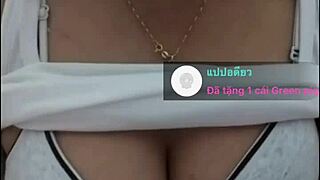 that girl with big tits is showing off on webcam