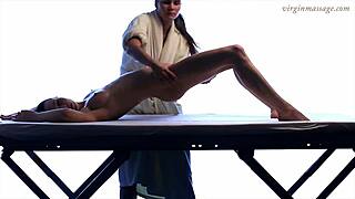 little tight virgin teen vika gets massaged