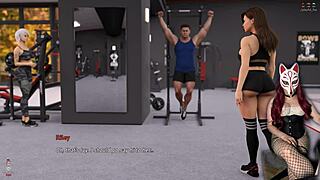 Naked Anime Babes in See-Through Corsets at College Gym