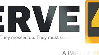 Blonde in stockings serves in group reality scene