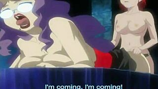 Sexy cartoon teacher swallows cum after assfucking creampie