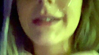 Risky Wife Sucks Cock in Bar Lot with Cum on Face