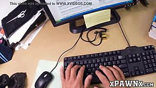 Glasses wearing beauty gets it hard in the office with a broker