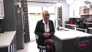 bianca, a curvy quebec milf, flaunts big tits in sexy french lingerie for you