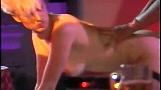 Blonde legend Lois Ayres strips and fucks on stage
