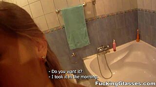 Wannabe model Alice, teen 18+, gets drilled hard in glasses. Redhead coed takes it all!