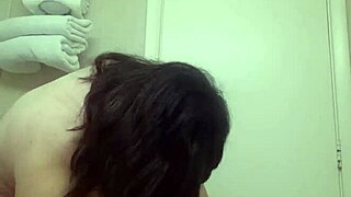 Shemale in panties performs striptease ripping clothes while teasing transsexual crossdressing