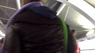 touching the brown nylon jacket of the chubby girl pt 1