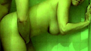 my boyfriend devours my shaved pussy then pounds me hard in the shower