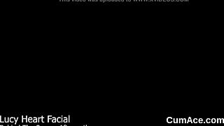 Slutty doll gets cum shot on face! Sucking all jizz!