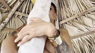 monika fox squirts during solo beach play