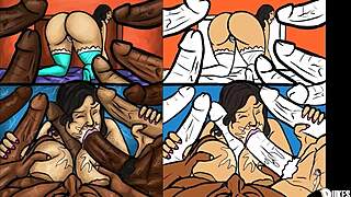 Latin Milf Illustration with Huge Black Dicks