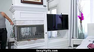 Stepson finds out stepmom is cam whore with monster cock anal 😈