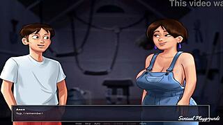 Summertime saga, amazing titjob by busty stepmom in the game