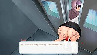 Tsundere milf licks boss ass in elevator