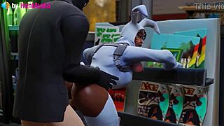 henchman dominates bunny brawler's vagina in standing doggystyle fortnite 3d