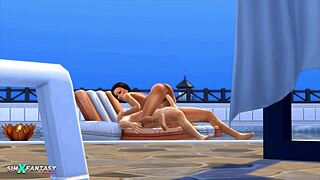 Jade rosa plays in passionpool sims 4 game with cumshot