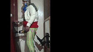 Bold anal insertion with machine and real cock.