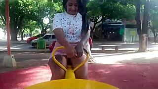 Pair of Colombian women give mutual pleasure in public park