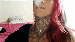 sensual babe teases while smoking for fetish fans