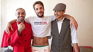 Gay group anal scene with deepthroat action