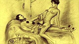 Vintage Erotic Illustration Of Antique Cartoon Anime Hentai