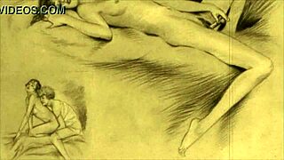 Vintage Erotic Illustration Of Antique Cartoon Anime Hentai